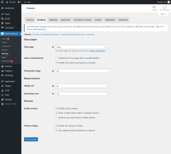 Page screenshot: WooCommerce &rarr; Settings &rarr; Products
