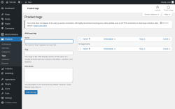 Page screenshot: Products &rarr; Tags