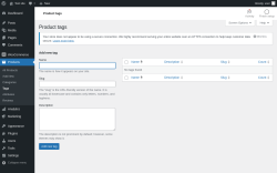 Page screenshot: Products &rarr; Tags