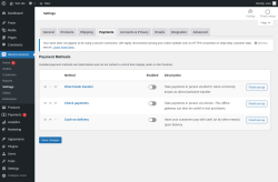 Page screenshot: WooCommerce &rarr; Settings &rarr; Payments