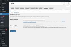 Page screenshot: WooCommerce &rarr; Settings &rarr; Integration
