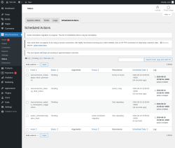 Page screenshot: WooCommerce &rarr; Status &rarr; Scheduled Actions