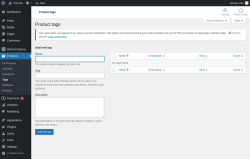 Page screenshot: Products &rarr; Tags