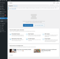 Page screenshot: Marketing &rarr; Coupons