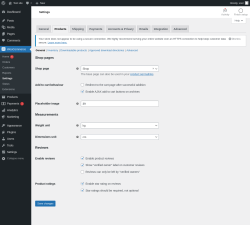 Page screenshot: WooCommerce &rarr; Settings &rarr; Products