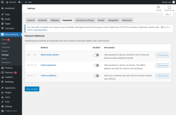 Page screenshot: WooCommerce &rarr; Settings &rarr; Payments
