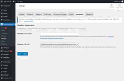 Page screenshot: WooCommerce &rarr; Settings &rarr; Integration