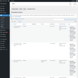 Page screenshot: WooCommerce &rarr; Status &rarr; Scheduled Actions