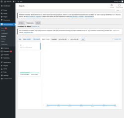 Page screenshot: WooCommerce &rarr; Reports &rarr; Customers