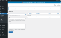 Page screenshot: Products &rarr; Tags