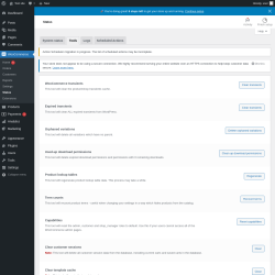 Page screenshot: WooCommerce &rarr; Status &rarr; Tools