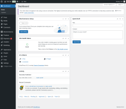 Page screenshot: Dashboard &lsaquo; Test site &mdash; WordPress