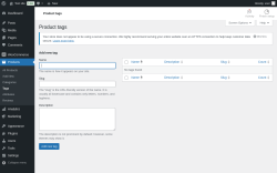 Page screenshot: Products &rarr; Tags