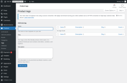 Page screenshot: Products &rarr; Tags