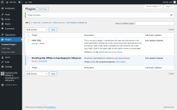 Page screenshot: Plugins ‹ Test site — WordPress