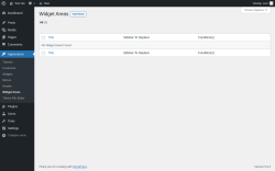 Page screenshot: Appearance → Widget Areas