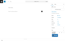 Page screenshot: Add Post ‹ Test site — WordPress