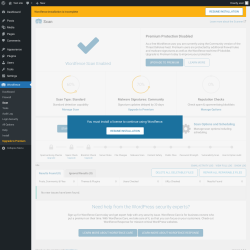 Page screenshot: Wordfence  → Scan