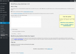 Page screenshot: Settings &rarr; WordPress Ping Optimizer
