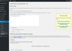 Page screenshot: Settings &rarr; WordPress Ping Optimizer