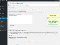 Page screenshot: Settings &rarr; WordPress Ping Optimizer