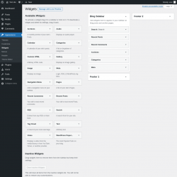 Page screenshot: Widgets &lsaquo; Test site &mdash; WordPress