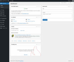 Page screenshot: Dashboard &lsaquo; Test site &mdash; WordPress