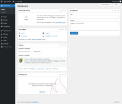 Page screenshot: Dashboard &lsaquo; Test site &mdash; WordPress