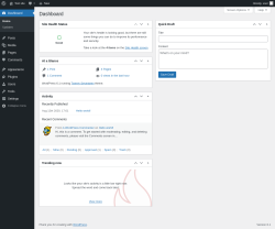 Page screenshot: Dashboard &lsaquo; Test site &mdash; WordPress