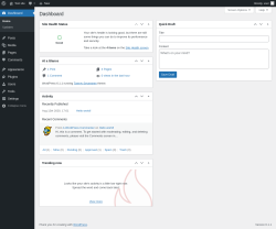 Page screenshot: Dashboard &lsaquo; Test site &mdash; WordPress
