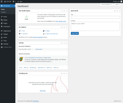 Page screenshot: Dashboard &lsaquo; Test site &mdash; WordPress