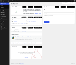 Page screenshot: Dashboard &lsaquo; Test site &mdash; WordPress