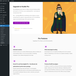 Page screenshot: Hustle &rarr; Hustle Pro