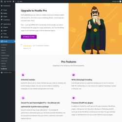 Page screenshot: Hustle &rarr; Hustle Pro