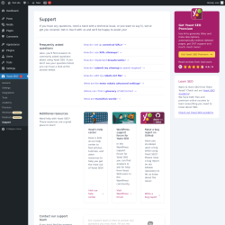 Page screenshot: Yoast SEO  → Support