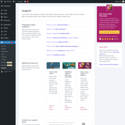 Page screenshot: Yoast SEO  → Support