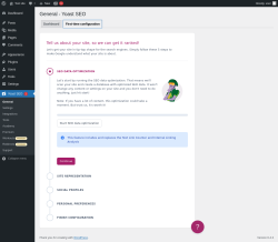 Page screenshot: Yoast SEO  → First-time configuration