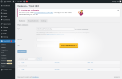 Page screenshot: Yoast SEO  → Redirects  → 
					Settings					