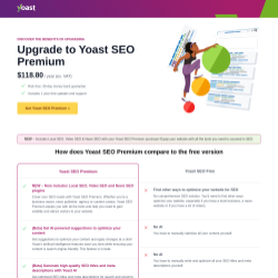 Page screenshot: Yoast SEO  → Upgrade 