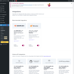 Page screenshot: Yoast SEO  → Integrations