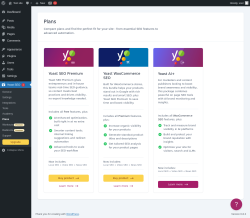 Page screenshot: Yoast SEO  → Plans