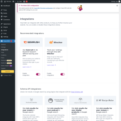 Page screenshot: Yoast SEO  → Integrations