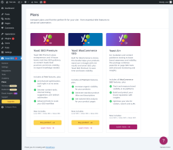 Page screenshot: Yoast SEO  → Plans