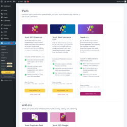 Page screenshot: Yoast SEO  &rarr; Plans