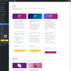 Page screenshot: Yoast SEO  &rarr; Plans