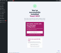 Page screenshot: Installation Successful &lsaquo; Test site &mdash; WordPress