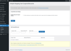 Page screenshot: Simple Cart → Coupons