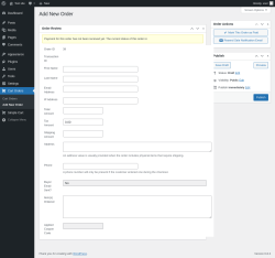 Page screenshot: Cart Orders → Add New Order