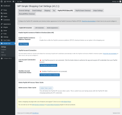Page screenshot: Settings → WP Simple Shopping Cart → PayPal PPCP (New API)
