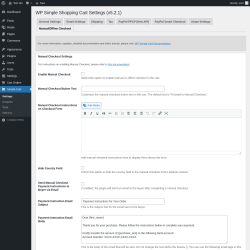 Page screenshot: Settings → WP Simple Shopping Cart → Manual/Offline Checkout